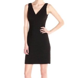 Adrianna Papell Elegant Small Black Pleated Jersey Dress with Sheer Bolero NWT 6